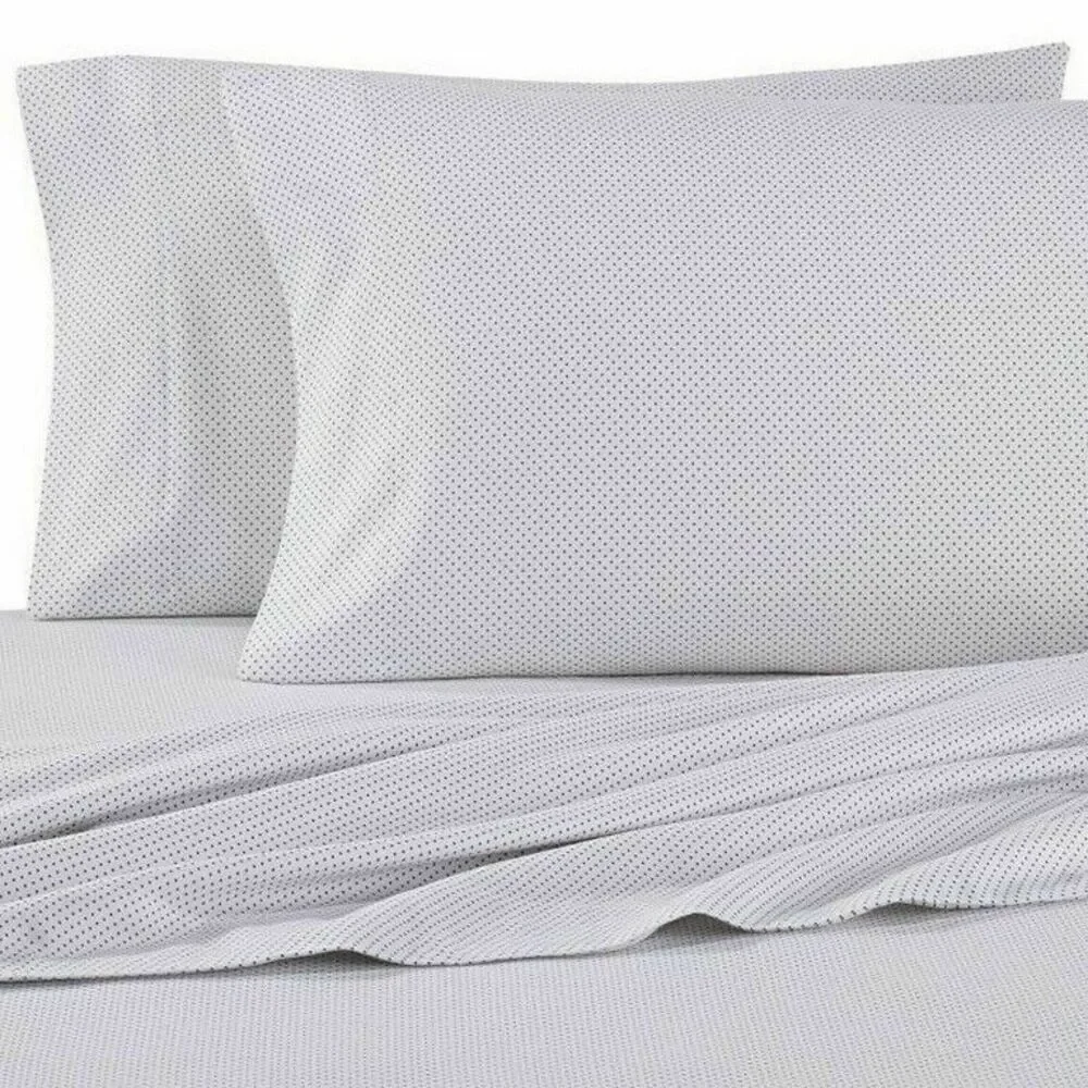 Seasons King Size Flannel Pillowcases Heavyweight Polka Dots White Gray Set of 2